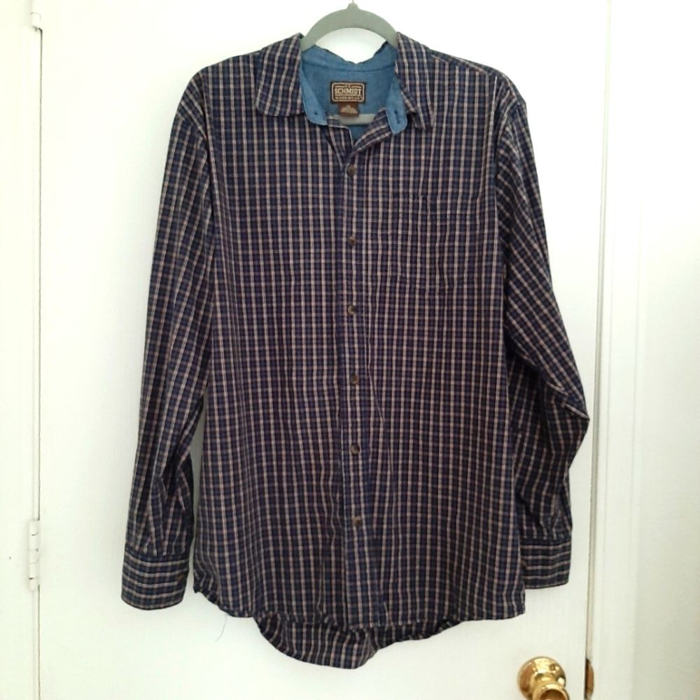 Schmidt Workwear Button Down Shirt Long Sleeve Casual Size Large